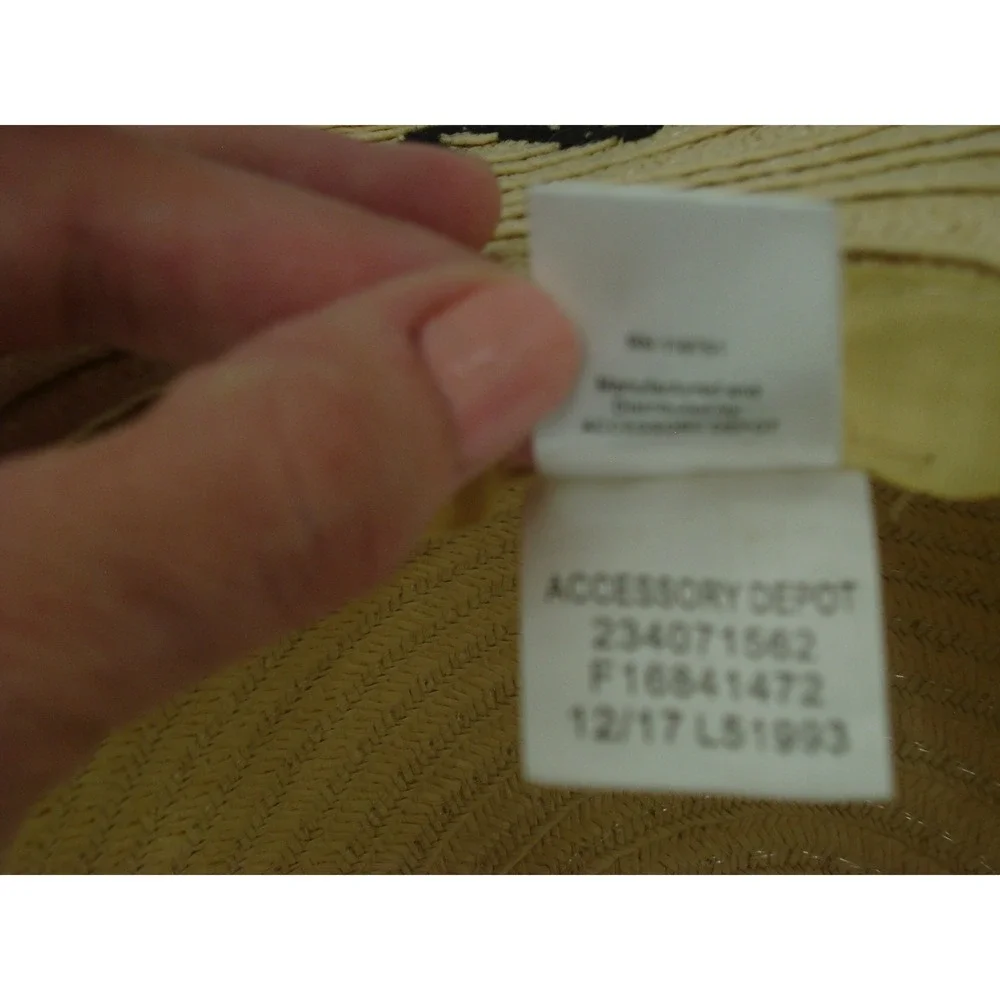 Women's Do Not Disturb Straw Floppy Sun Hat Tan Black Ribbon Wide Brim Beach